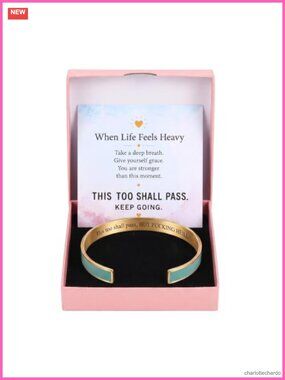 This Too Shall Pass Engraved Cuff Bracelet Adjustable Bangle